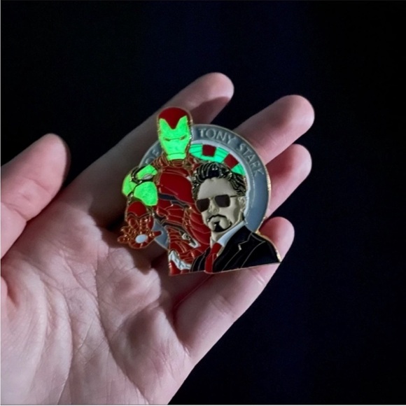 Iron Man and Tony Stark Enamel Pin. Iron Man Glow In The Dark Iron Man Pin. - Picture 3 of 4